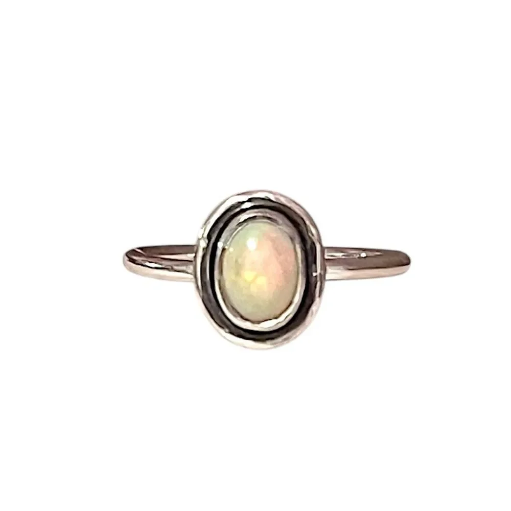 Genuine Ethiopian Opal Sterling Silver Ring Size 7